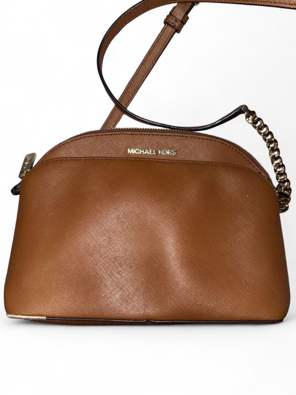 Michael Kors Brown Leather Small Dome Crossbody Bag
